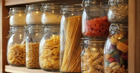 Survival Food - Row Of Dried Pasta