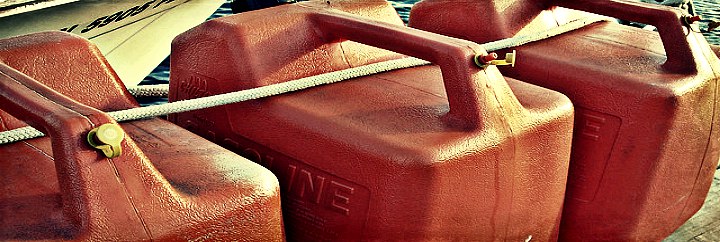 row of gas cans