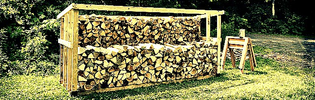 stack of firewood for long term storage
