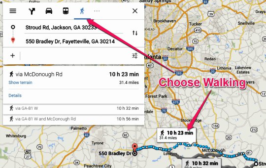 Google Maps Change To Walking