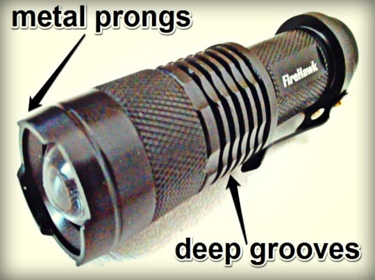 FireHawk Tactical Flashlight - Groove and Prongs