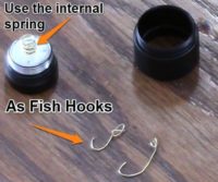 internal flashlight spring as fish hooks