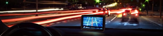 gps device on dashboard of car