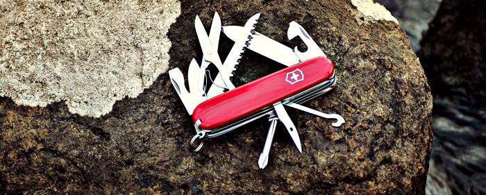 Swiss Army Knife On A Rock