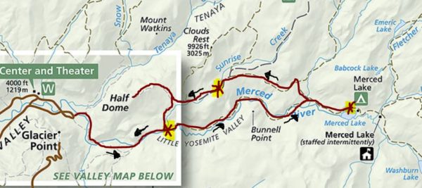 Yosemite Backpack Trail Map