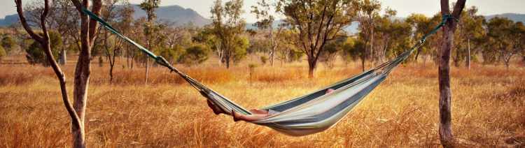 Relaxing in a hammock in the Australian outback.