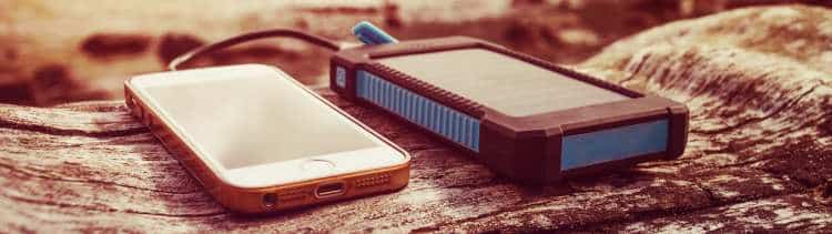 Solar Powered Phone Charger In The Mountains