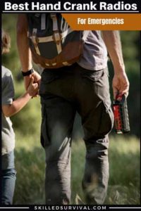 Hand Crank Radio In Hikers Hand