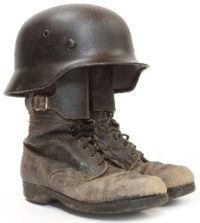 Retro military helmet and boots