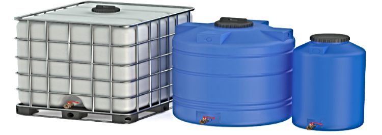 Group of plastic water tanks