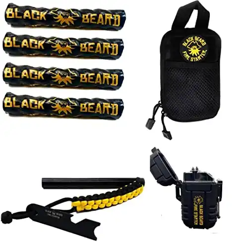 Black Beard Pirate's Plunder Fire Starter Kit with Waterproof Plasma Arc Lighter