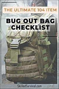 Bug Out Bag Checklist eBook Cover - a man walking away wearing a military style backpack