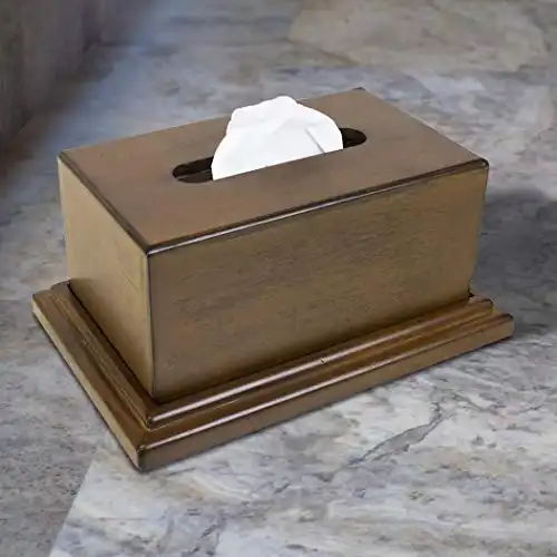 Decorative Wood Tissue Box with Hidden Gun Concealment Compartment