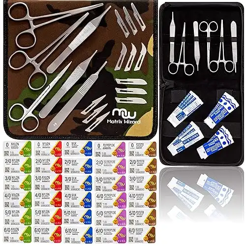 Sterile Mixed Sutures Thread with Needle Plus Training Tools - Military First Aid