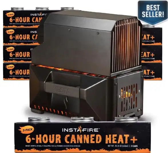 VESTA Self-Powered Indoor Space Heater & Stove PLUS Canned Heat