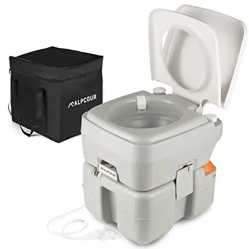 Alpcour Portable Toilet Outdoor Commode w/Travel Bag for Camping
