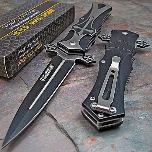 Tac Force Dagger Style Folding Knife, Black